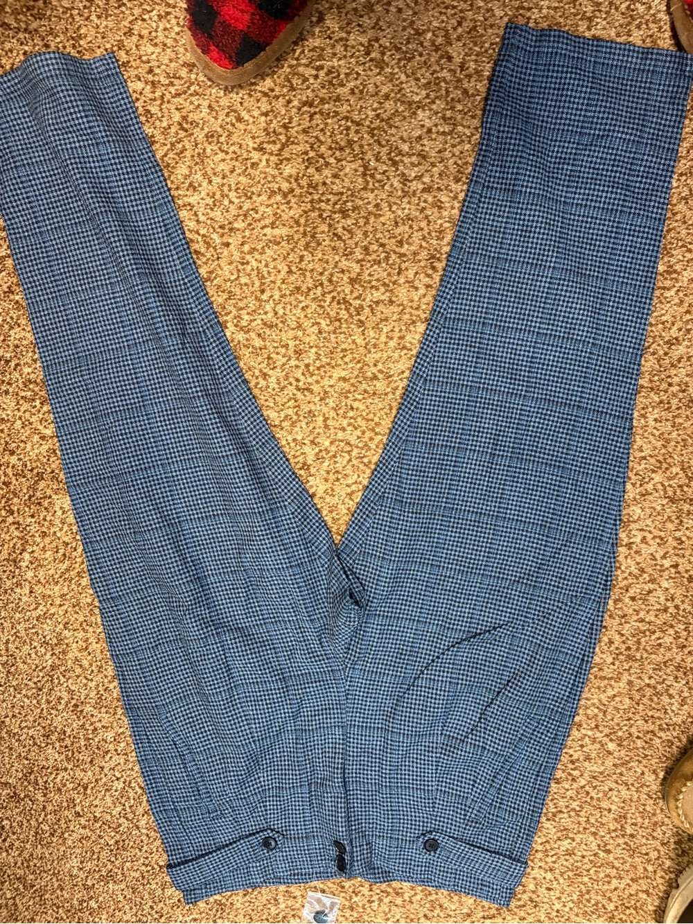 Sundance Blue Plaid Wide-Leg Pants